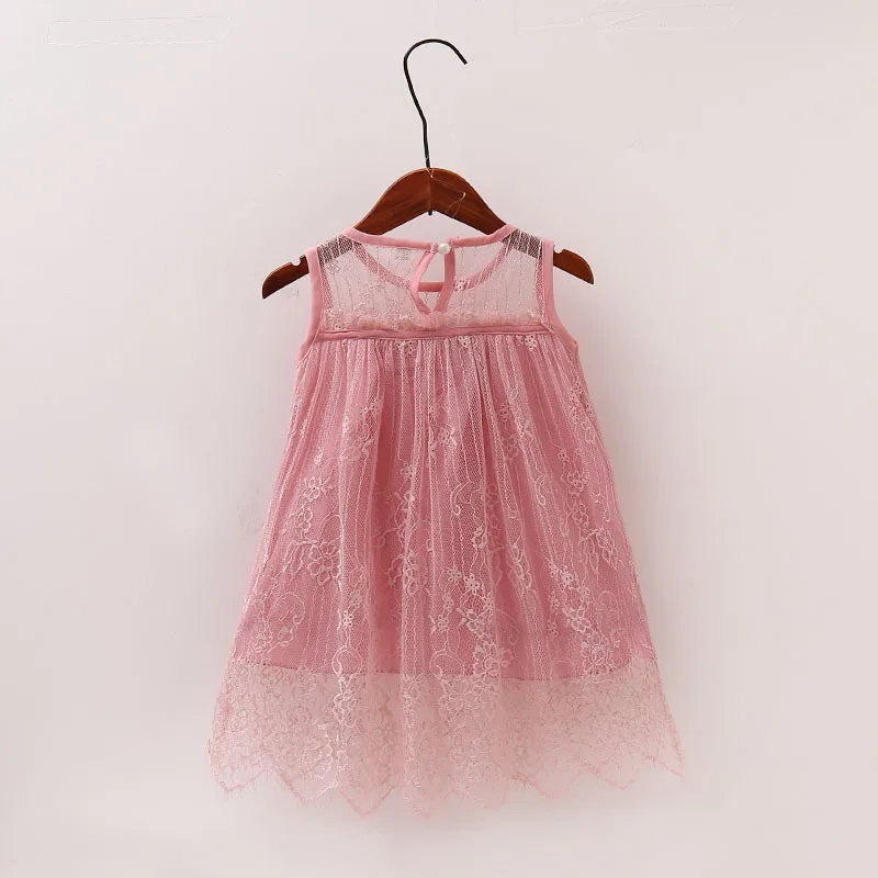 Лето ребенок без рукавов твердые сетки infantil младенческой принцесса dress детская