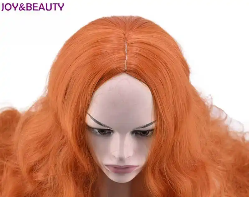 JOY& BEAUTY 26 дюймов Оранжевый цвет длинные вьющиеся парик синтетические волосы высокая температура волокно для Черный Белый для женщин парики