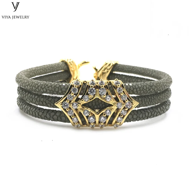 Роскошные три круглые StingrayBracelet 925 пробы серебро браслет для часов Для мужчин