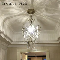 nordic pastoral crystal chandelier mediterranean bedroom living room corridor aisle stair light postage free