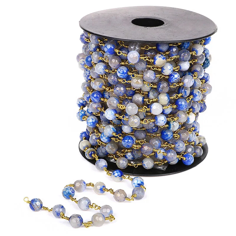 Цепи моды четки новый синий и белый Агаты граненый Rondell бисера Бесплатная