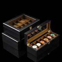 european style watch storage box wood black mechanical watch display box case with glass new women jewelry gift case holder