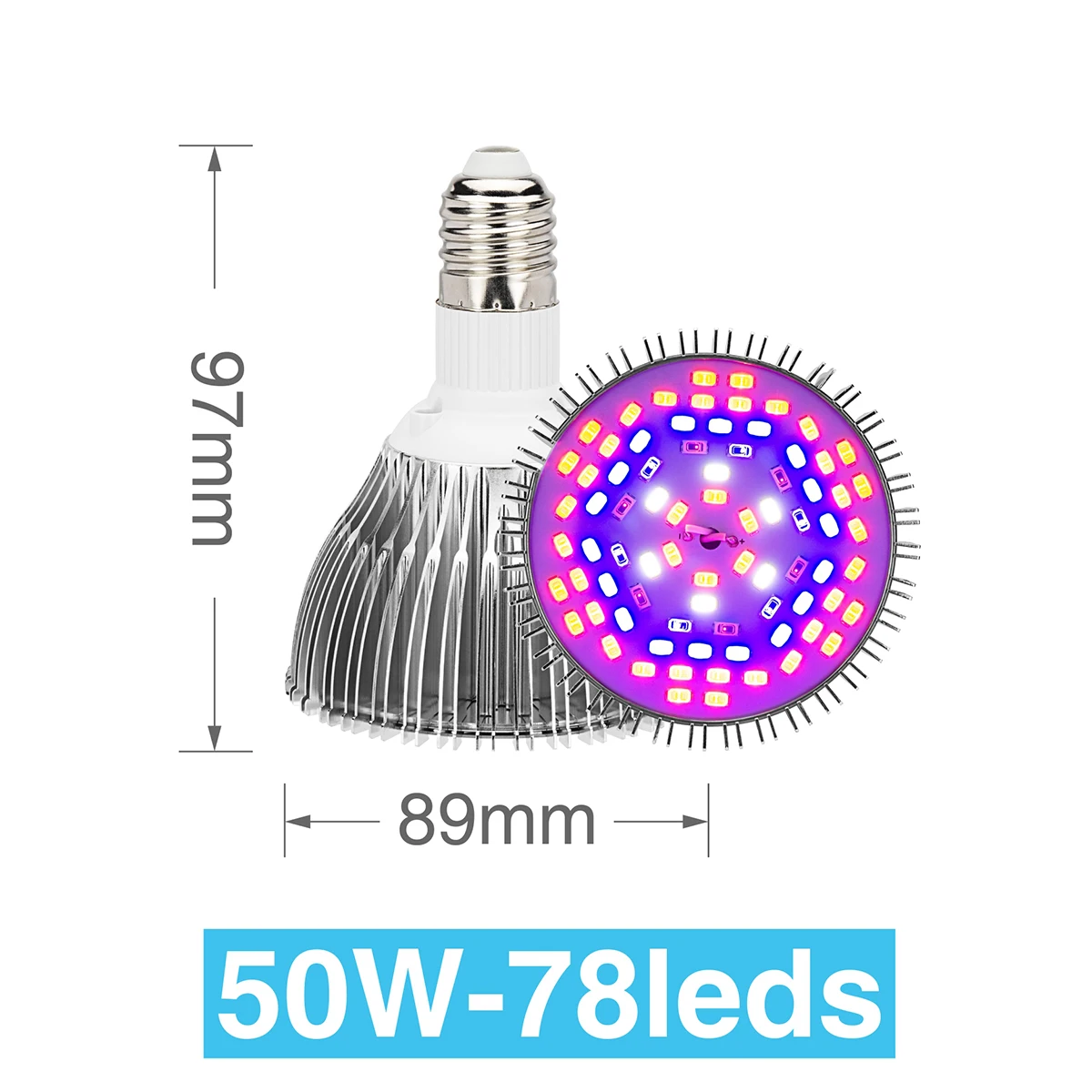50W 4PCS/Lot E27 LED Growing Lamp 80W 50W 30W 10W 5W 220V Red Blue UV IR LED Chip Full Spectrum For Flower Vegetable Hydroponic Grow - Испускаемый цвет: 50W