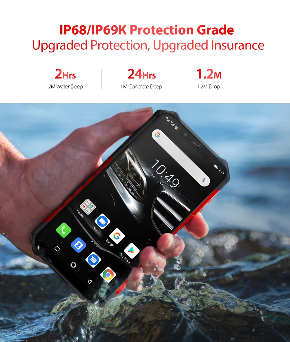 Ulefone Armor 6E Android 9,0 Helio P70 Восьмиядерный водонепроницаемый мобильный телефон 4GB 64GB 6,2 ''с двумя sim-картами, беспроводной зарядкой, NFC Смартфон