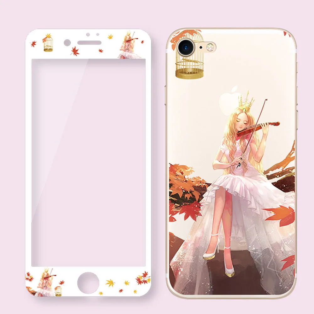 Защита экрана из закаленного стекла с цветами для iPhone 7 Plus, 3D закругленные края, Мультяшные цветочные чехлы для телефонов для iPhone 6 6s Plus 8 SG72 - Цвет: K