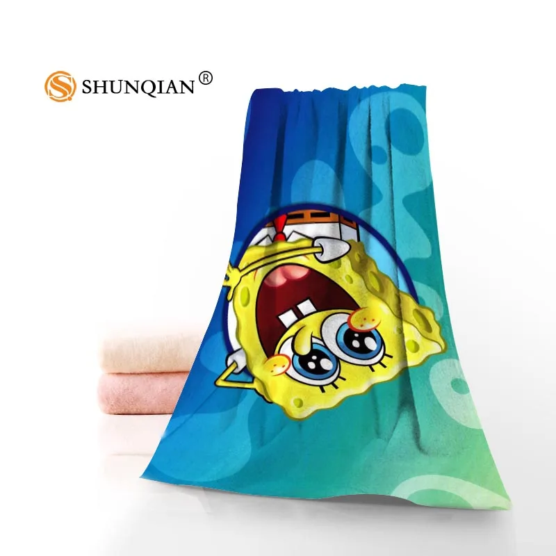 Towel Новые Пользовательские Губка Боб полотенце с принтом хлопок лицо/банные полотенца из микрофибры Ткань для детей Мужчины Женщины полотенце для душа s JK123 - Цвет: Towel