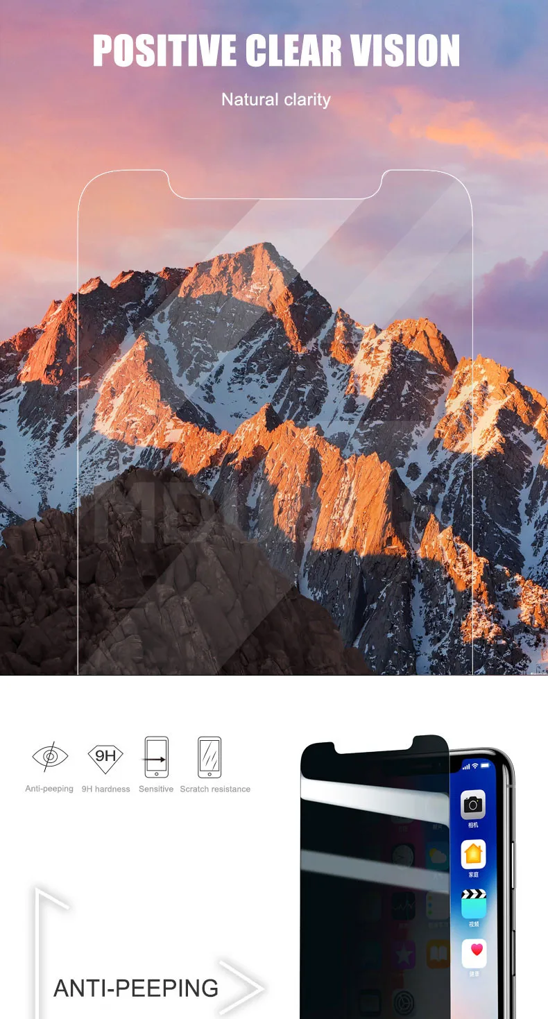 Антишпионское закаленное стекло для iPhone X XR XS Max, Защитная пленка для экрана для iPhone 7 6 6S 8 Plus 5 5S SE, защитное стекло