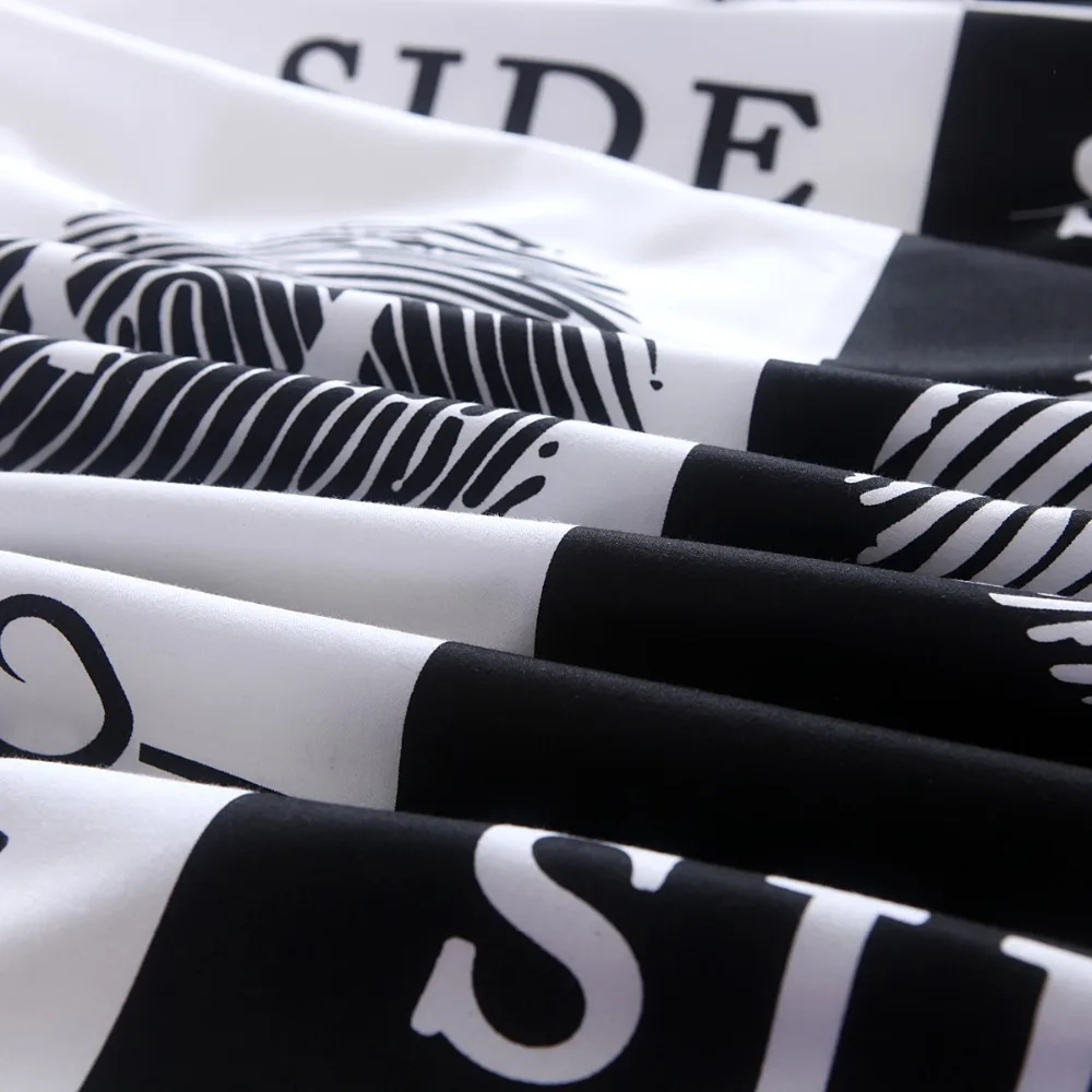 Черный и белый пара его ее сбоку Постельное белье отпечатков пальцев наволочка