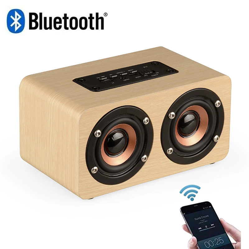 Портативный деревянный Bluetooth динамик с Hi Fi стереозвуком 1500 мАч ручная работа