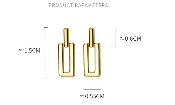 gold 15 мм* 5,5 мм Маленькая 1 пара настоящая. 925 пробы серебряные ювелирные изделия Бар& Открытый прямоугольник геометрические висячие серьги GTLE2762 - Цвет камня: gold