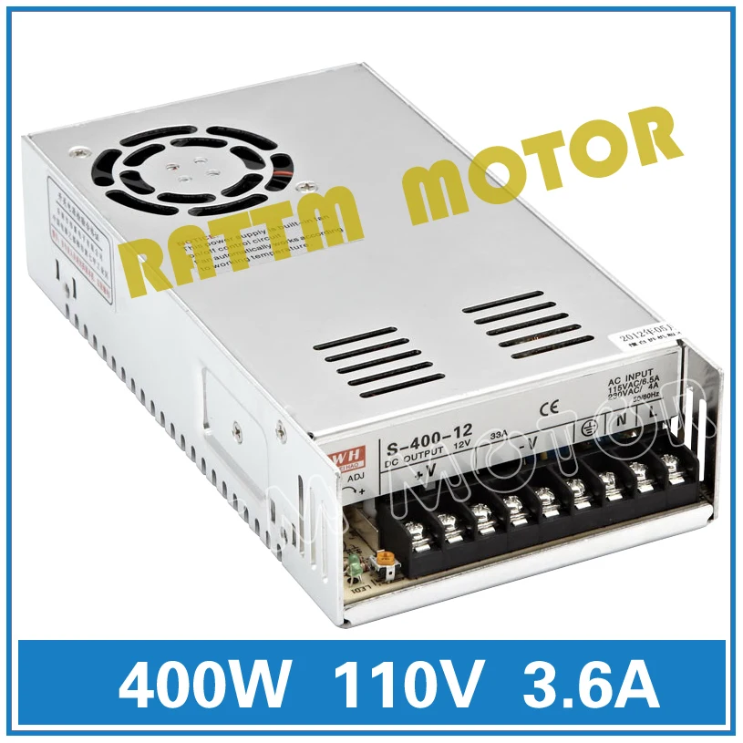 

400W 110V DC Switching Switch Power Supply S-400-110 3.6A CNC Router Single Output Foaming Mill Cut Laser Engraver Plasma