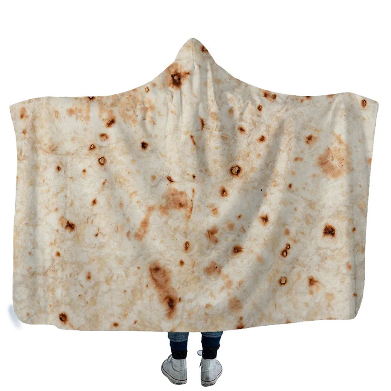 Оригинальное текстурное одеяло Tortilla Burrito с капюшоном мягкое супермягкое кепка