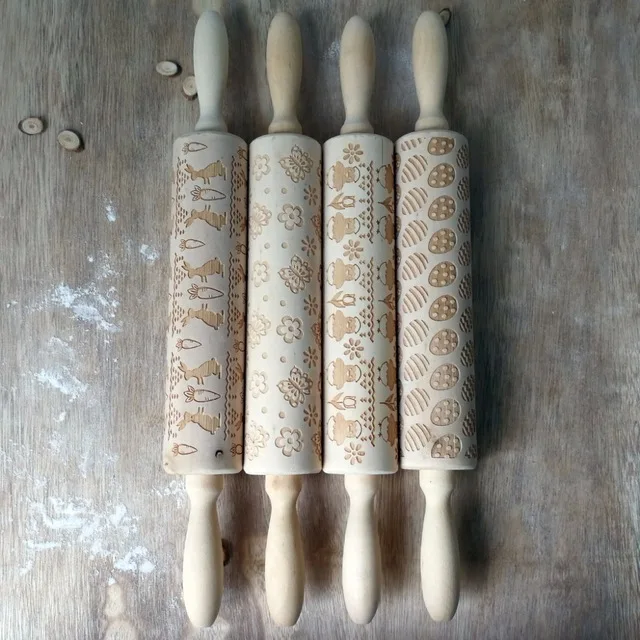 Customized 35x4.5cm Christmas Embossing Rolling Pin Baking Cookies Tool Goat Star Dinosaur Fondant Cake Pins 2018 New | Дом и сад
