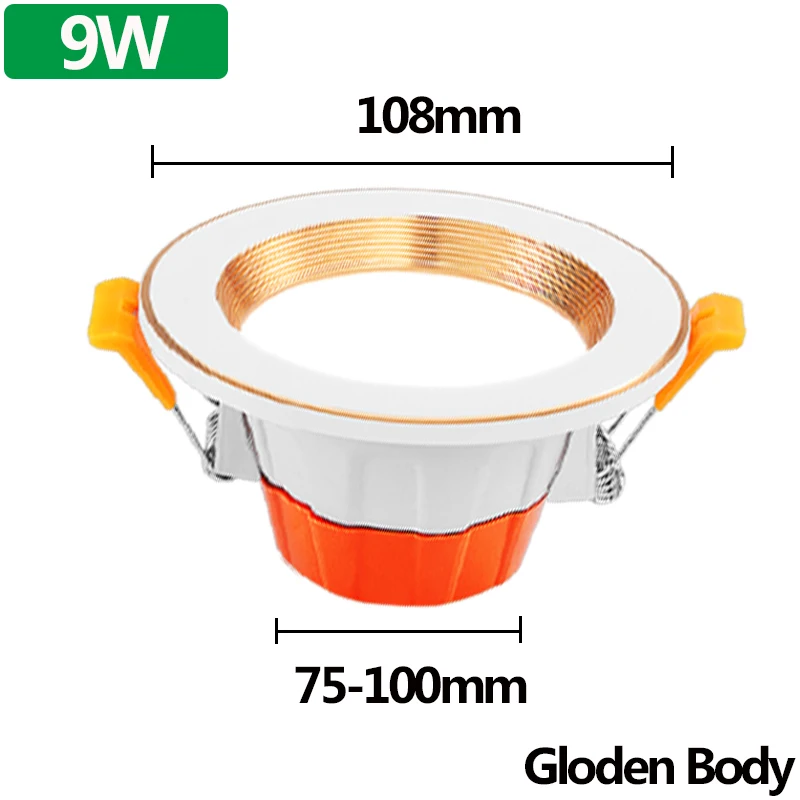 9W Gold Body Canmeijia светодиодный светильник 220 В 5 Вт 9 Вт Утопленный Круглый потолочный светильник для кухни спальни украшения для домашнего интерьера люсис привело лампу точечного света - Испускаемый цвет: 9W Gold Body