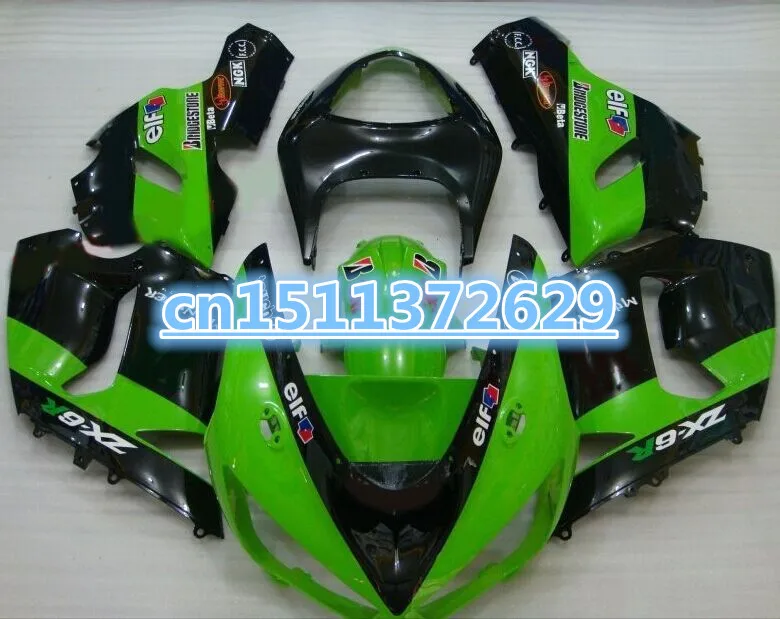 Bo Горячая продажа для Kawasaki ZX6R Обтекатели 636 2005 2006 05 06 травяной зеленый черный