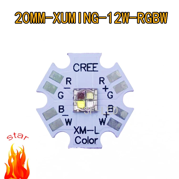 5pc/lot Original XUMI Instead Cree XLamp XML XM-L RGBW RGB+Cool/Warm White 12w 4 chip LED Emitter Bulb Mounted on 20mm Star PCB