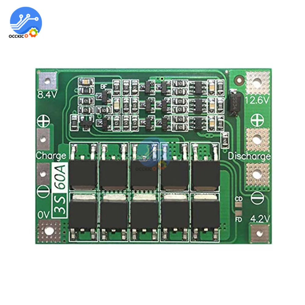 3S 60A BMS 18650 Защитная плата зарядного устройства литий ионной батареи PCB 12 6 13 В