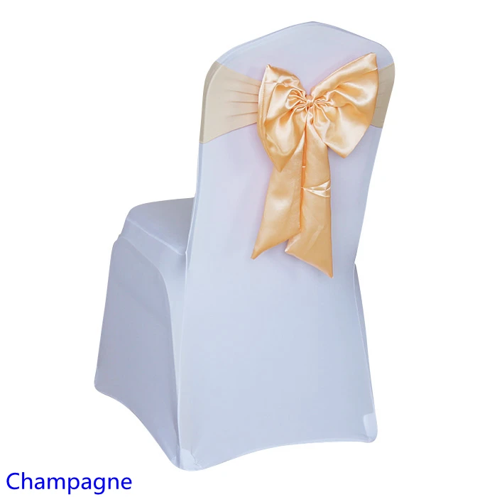 

Champagne Colour Spandex Chair Sashes Wedding Chair Sashes Lycra Stretch Band Bow Tie Hotel Party Show Decoration Universal