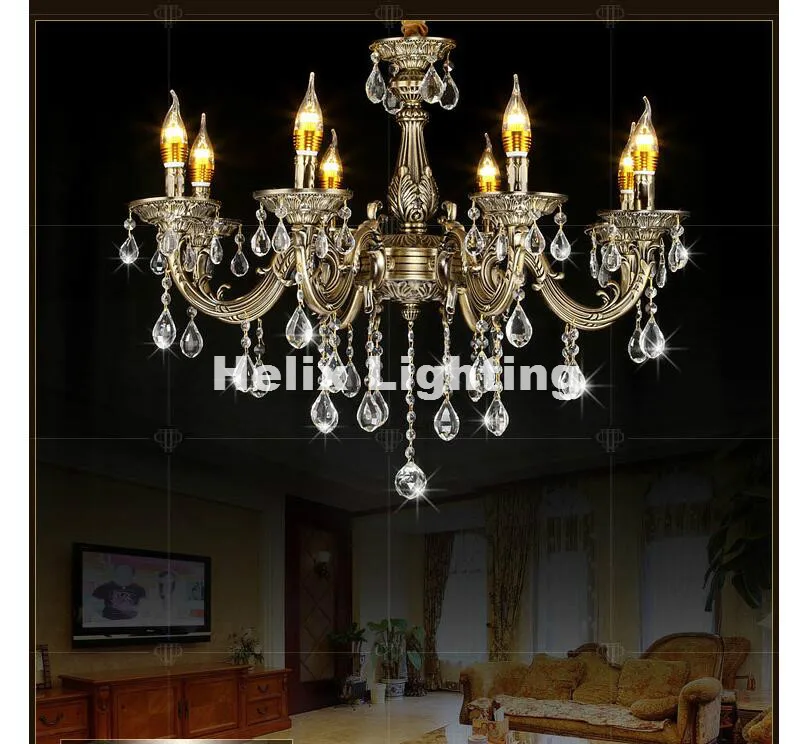 Бесплатная доставка античная латунь цветная хрустальная люстра Lingting Decora