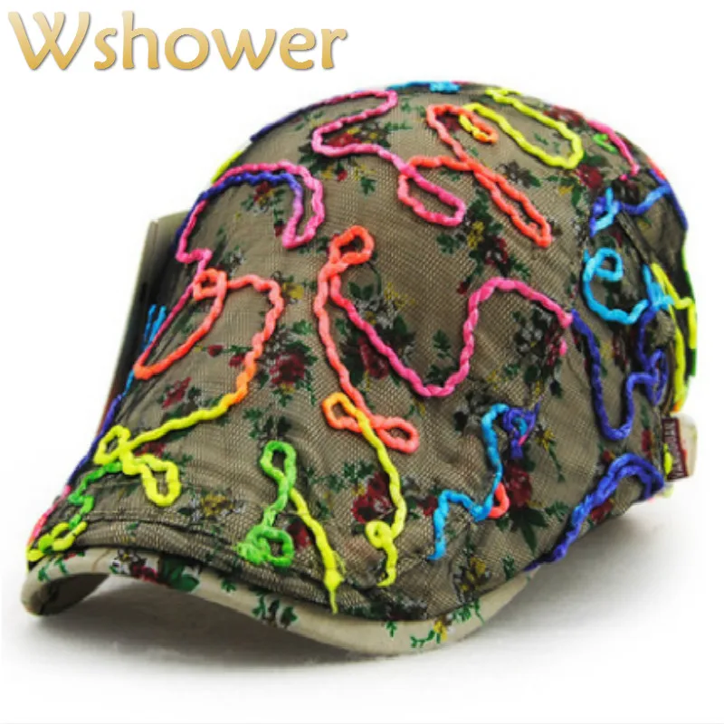 Женский цветочный кружевной берет JAMONT кепка Утконос Кепка с плоским козырьком от