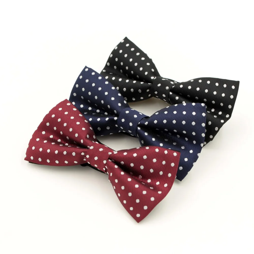 

3 Colors Fashion Men's Polka Dots Bow tie For Wedding Party Classic Polyester Bowtie Tuxedo Red/Black Butterfly Cravat