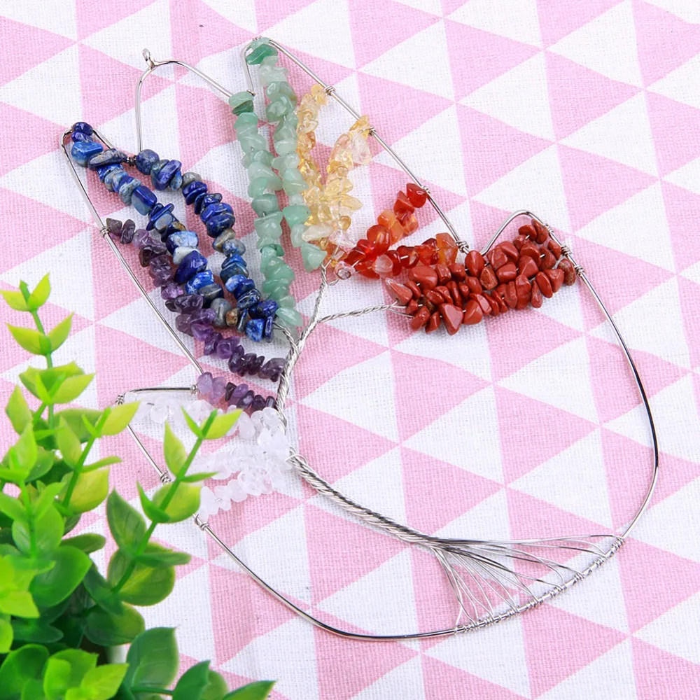 Натуральный смешанный цвет кристаллы вечное Дерево жизни кулон в форме ладони