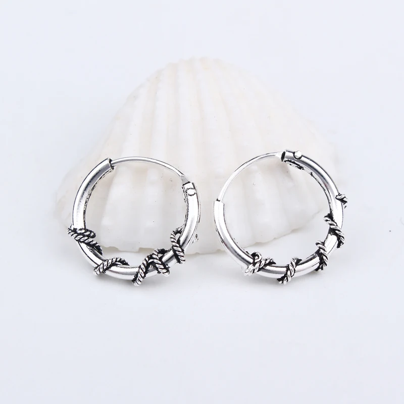 Европейская маленькая серьга кольцо для женщин винтажное серебряное серьги круг