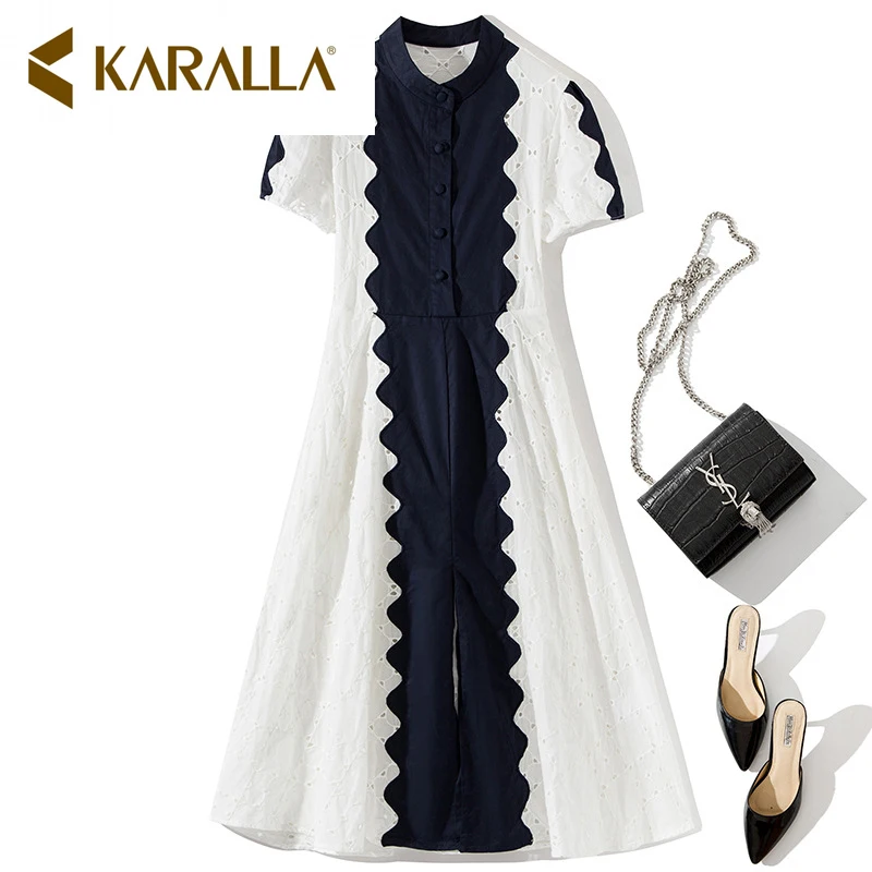 Женское темпераментное платье с коротким рукавом до середины икры вышивкой