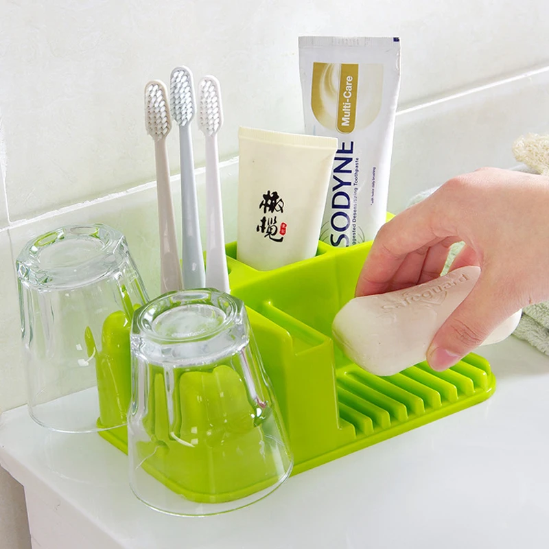Bathroom Draing Organizer Toothpaste Toothbrush Holder Soap Dish Storage Glass Cup Drainer | Дом и сад