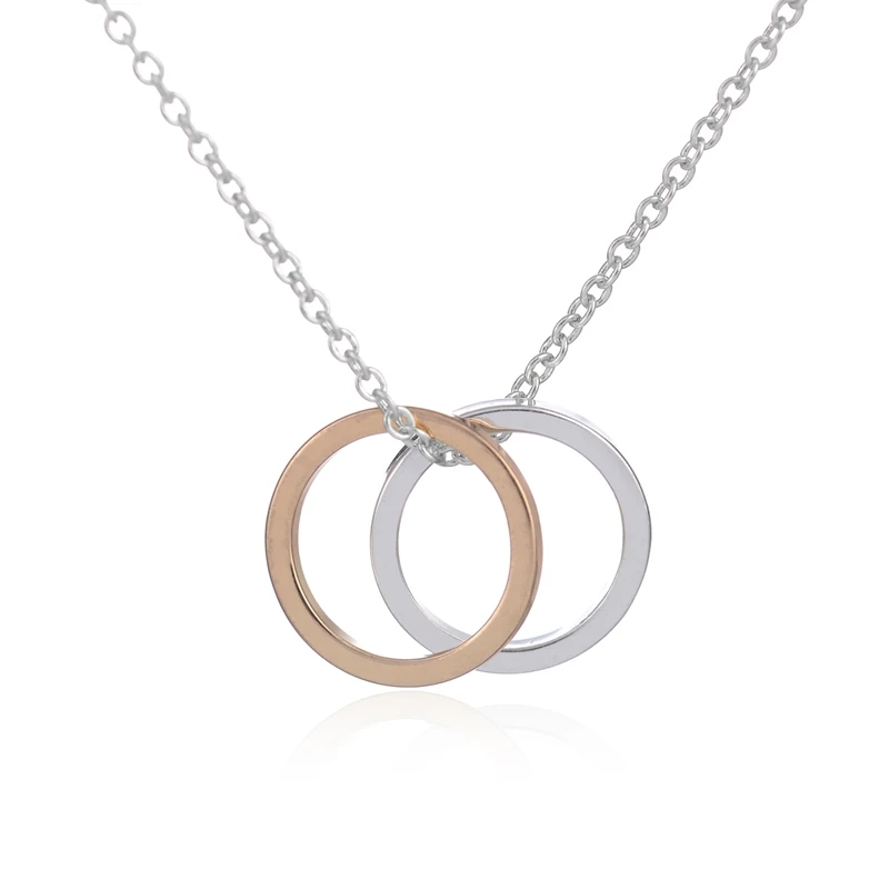 Цепочка с подвеской в виде двух колец для женщин ожерелье кулоном лучших друзей