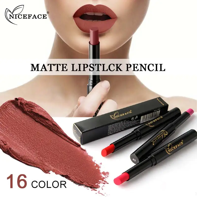 Матовая губная помада NICEFACE водостойкая для макияжа губ бархатная нюдового цвета