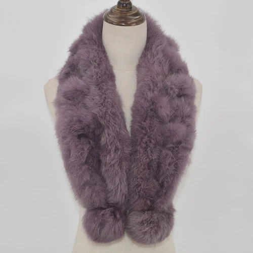 citron purple Женский шарф из натурального кроличьего меха, натуральный мех кролика, теплый и мягкий шейный платок, модные шарфы из кроличьего меха, опт и розница - Цвет: citron purple