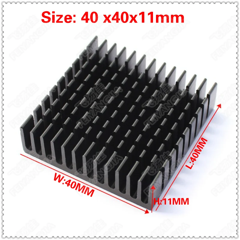 

(Free shipping) 10pcs black 40x40x11mm aluminum PCU router electronic heat sink