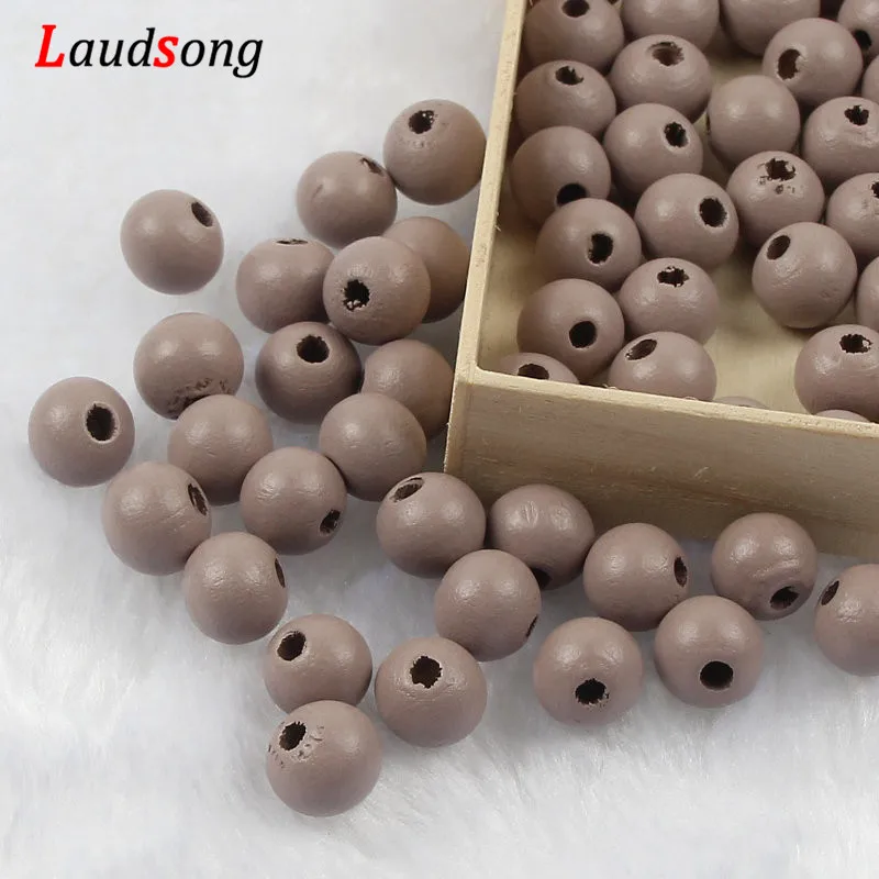 Light Coffee DIY 50-500pcs 6 8 10 12mm Gold Silver Natural Wooden Beads Round Ball Loose Wood Spacer Beads For Jewelry Making Accessories - Color: Light Coffee