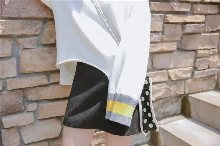 2019 Women's Casual Sweaters Kawaii Cute Ulzzang Contrast-cut Knit Sweater Female Korean Japanese Harajuku Clothing For Women | Женская