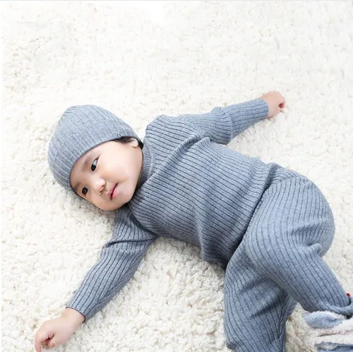 3 шт./компл. осенне зимняя одежда для маленьких девочек вязаный свитер в рубчик