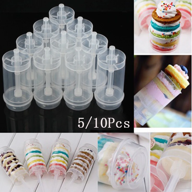 Детская игра Сделай Сам Пластик пресс-форм, пуш-ап, на день рождения, 5/10 Pcs Торт Мороженое контейнер для выпечки Еда Класс пуш-ап поп кексы Вечерние