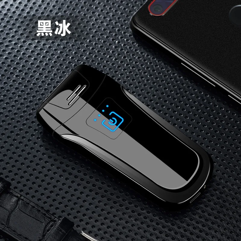 Новая Металлическая двойная дуговая зажигалка, электрическая USB Зажигалка, мощный дисплей, сенсорный ветрозащитный перезаряжаемый прикуриватель для мужчин, Подарочный брикет - Цвет: black