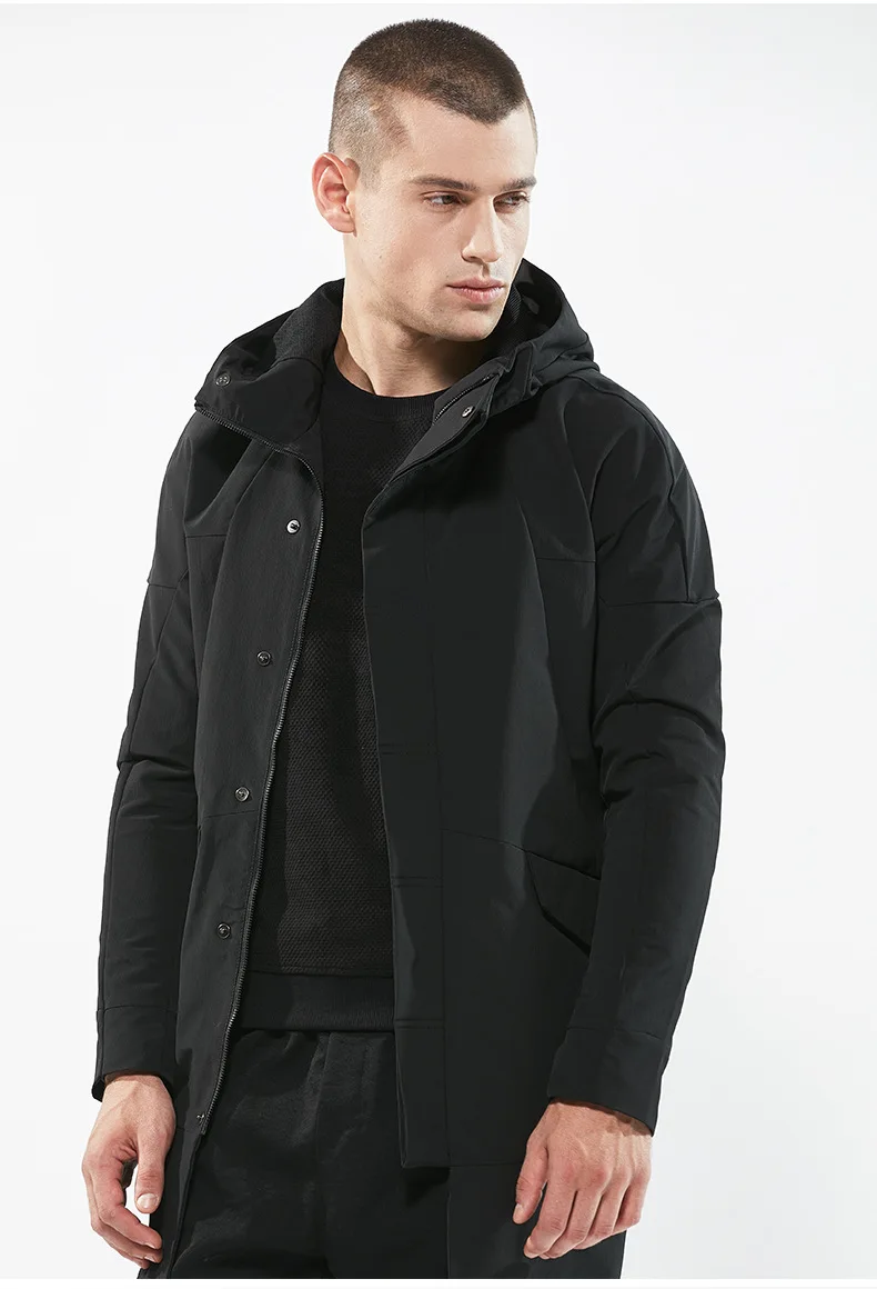 2018 Autumn New European and American Youth Men's Long Trench Coat Amazon Slim Hooded Jacket | Мужская одежда