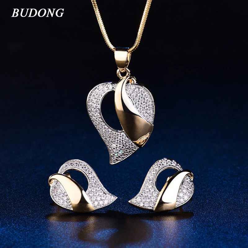 Набор ювелирных изделий BUDONG Ensemble Bijoux золотое ожерелье с кубическим цирконием