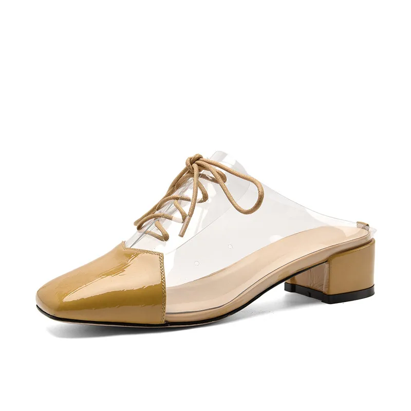 Женские босоножки из лакированной кожи YMECHIC белые желтые прозрачные шлепанцы на