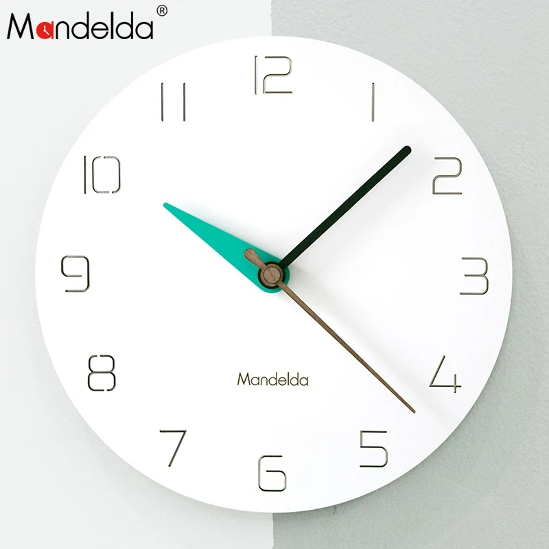 Mandelda DIY Современные Простые круглые кварцевые рекламные настенные часы для