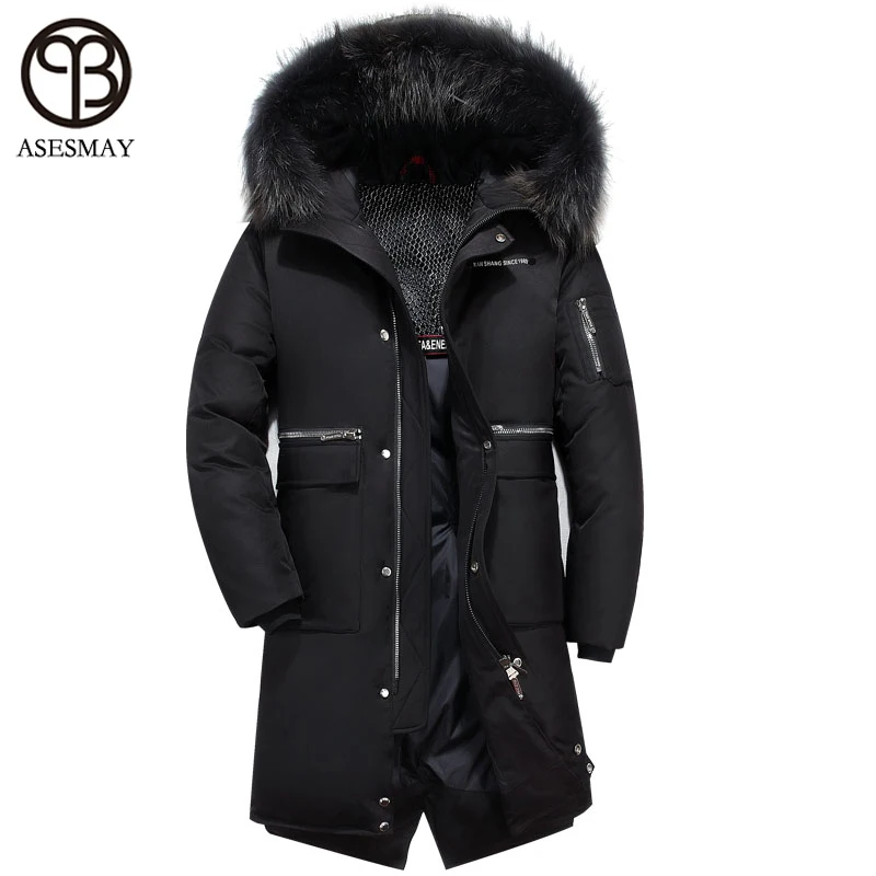 Asesmay 2019 зимняя куртка для мужчин и женщин белый утиный пух пальто Толстая теплая с