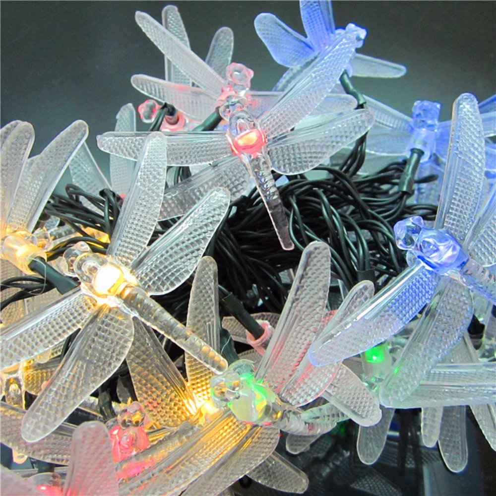 Открытый Солнечный светодиодный светильник 20 Led стрекоза солнечные панели
