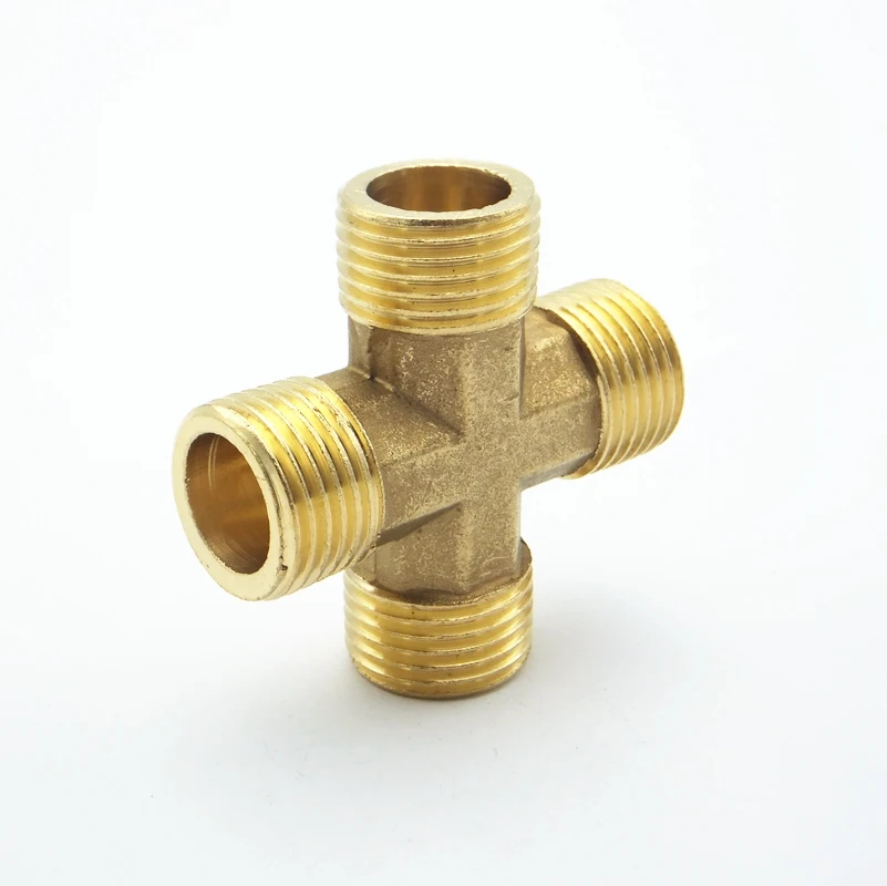 4-ходовой латунный крестообразный штуцер с наружной резьбой BSP 1/2 дюйма