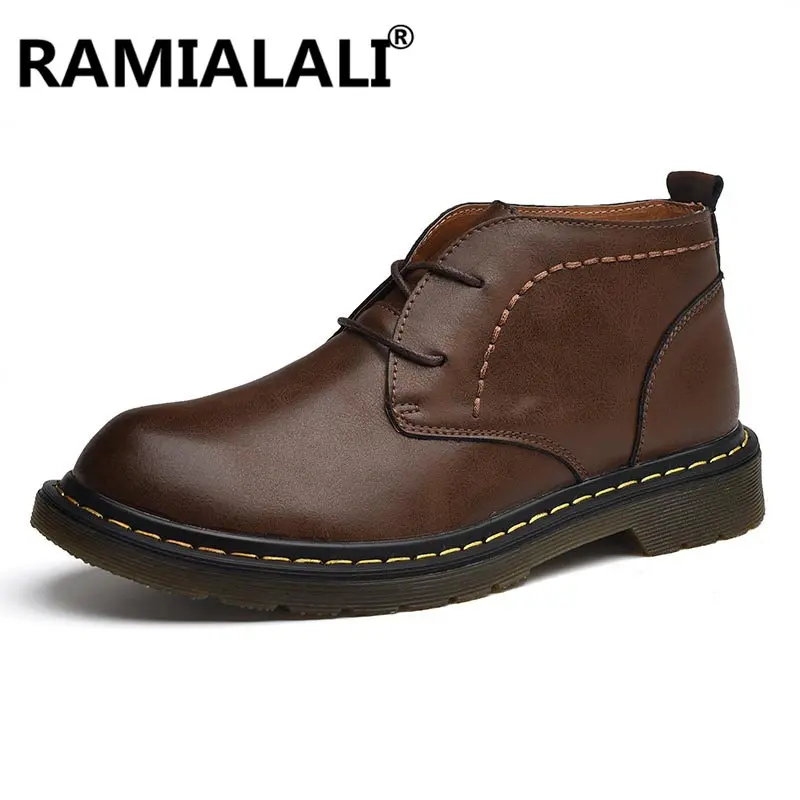Ramialali/ботильоны; мужские ботинки из натуральной кожи; сезон осень-зима; ботинки с высоким берцем в стиле ретро; Рабочая обувь; botas Hombre