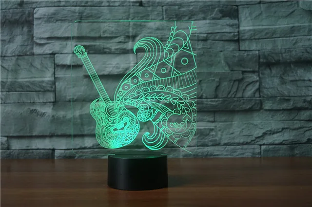 3D светодиодный ночник в форме гитары 7 цветных ламп для создания атмосферы