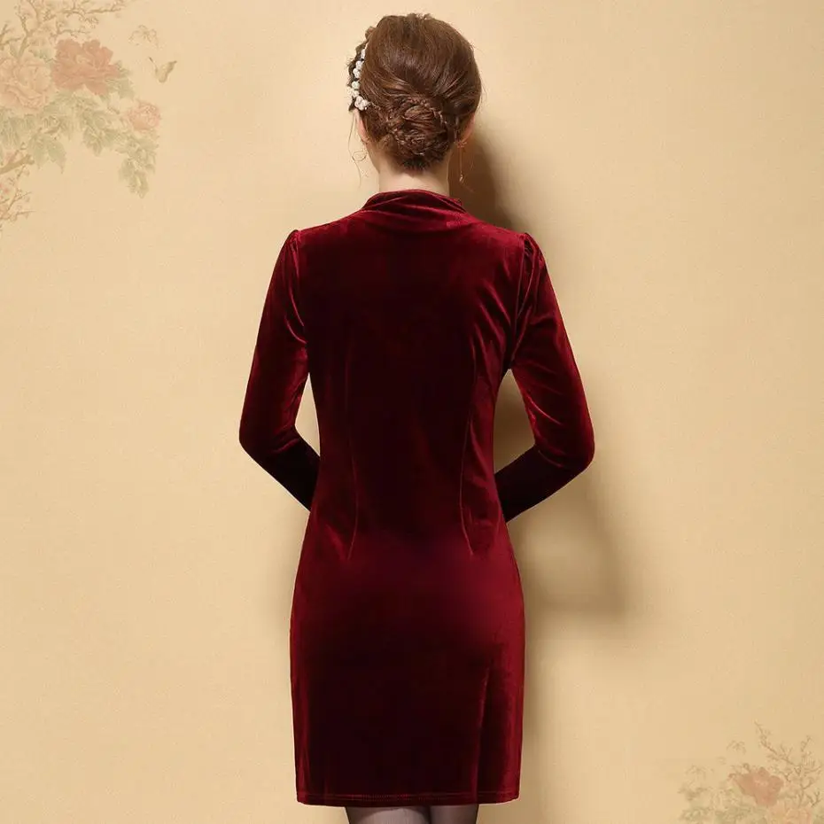 Плюс Размер 6XL Бархатное Платье Женщины Осень 2016 Блестки Павлин Платья С Длинным