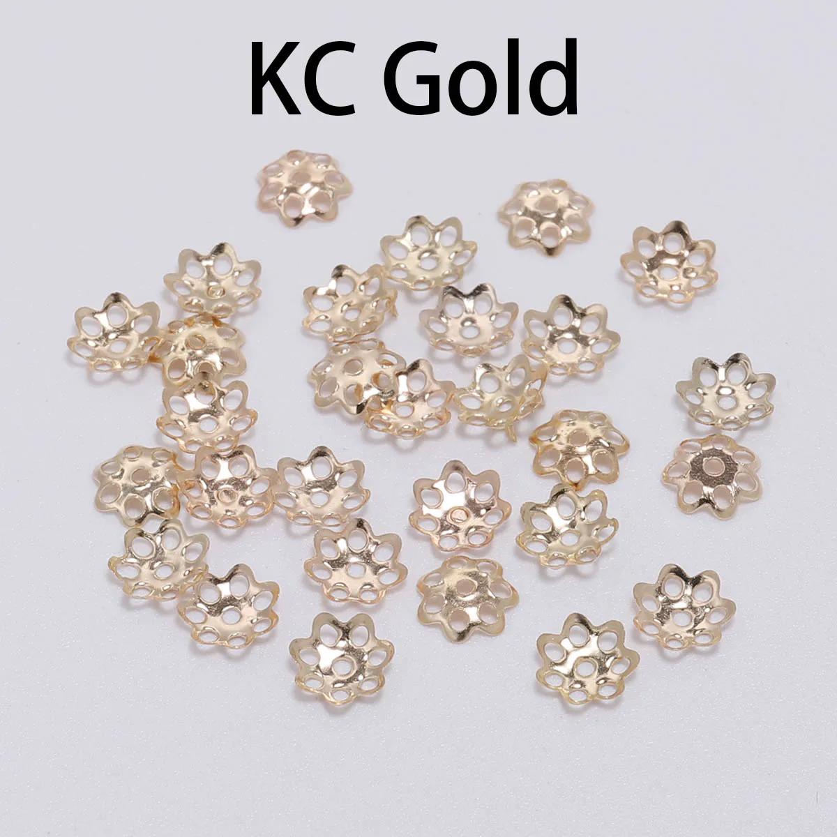 KC Gold 600 шт./лот, 6 мм, пустотелая Цветочная фурнитура, конусные бусины, филигранные бусины, рассыпчатые бусины для самостоятельного изготовления ювелирных изделий, аксессуары - Цвет: KC Gold