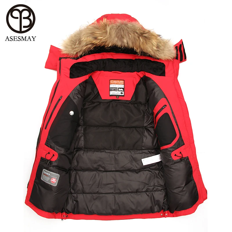 Asesmay 2017 новое поступление Для мужчин пуховик толстый Повседневное утка парка